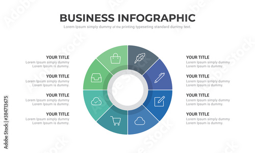 Circle modern infographic set. template with 8 options for diagram, web design background.
