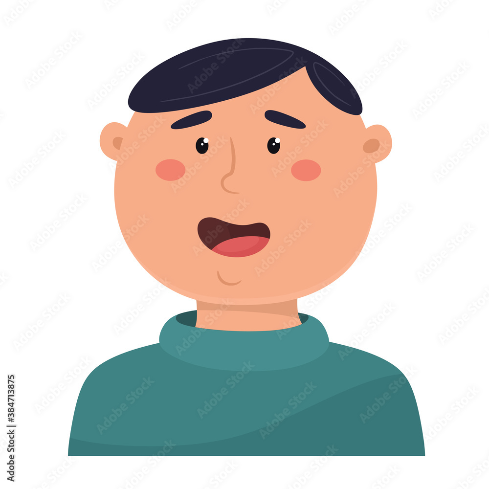 Smiling young man. Vector illustration in cartoon flat style. Smiling young man. Vector illustration in cartoon flat style.