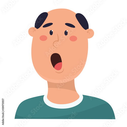 Screaming man with a bald head. Vector illustration in cartoon flat style.