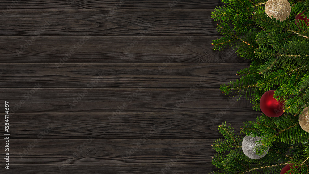 Fir tree and Christmas decoration background Fir tree and Christmas decoration background