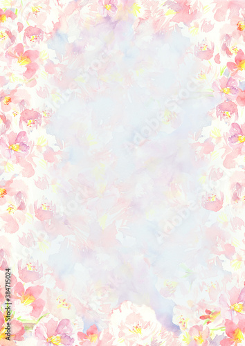 水彩で描いた桜の花の背景イラスト