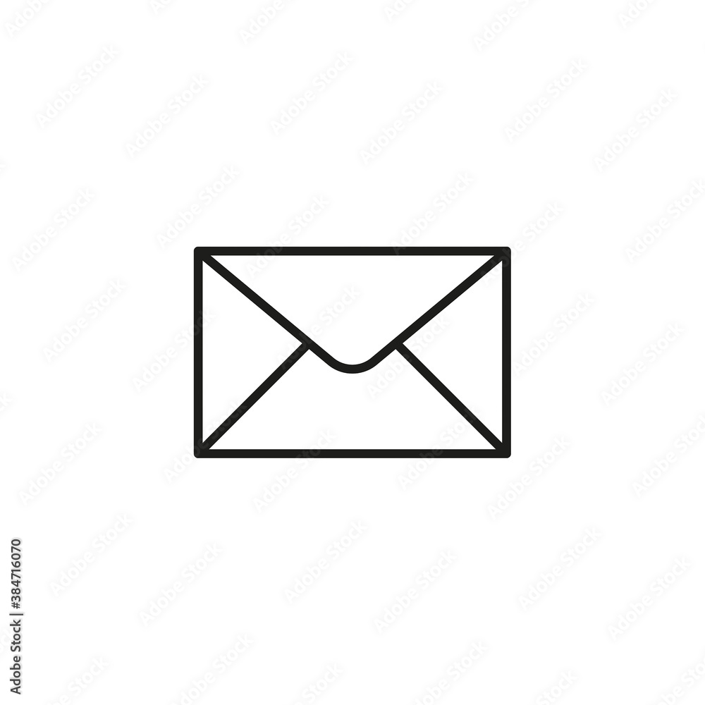 Vector envelope icon with letter on white background. Mail symbol. Vector envelope icon with letter on white background. Mail symbol.
