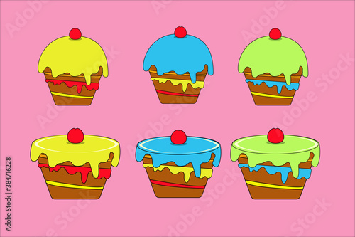 set of cup cakes vector design illustration