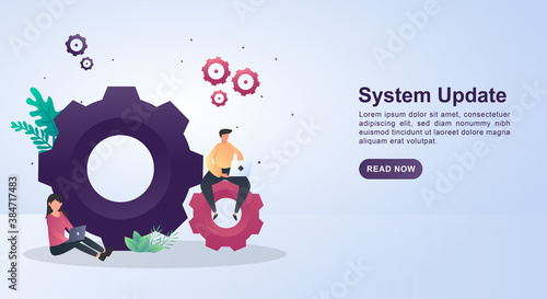 Illustration Concept of system update with big gear.