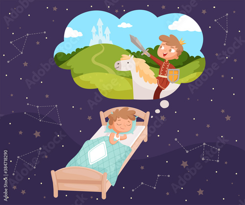 Baby dreams. Sleeping children dreaming clouds vector cartoon illustrations. Sleep baby dream cartoon, childhood in sleep cloud
