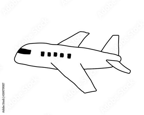 飛行機の手描きのイラスト／シンプル／かわいい／落書き／航空機／交通／ジェット機／旅客機