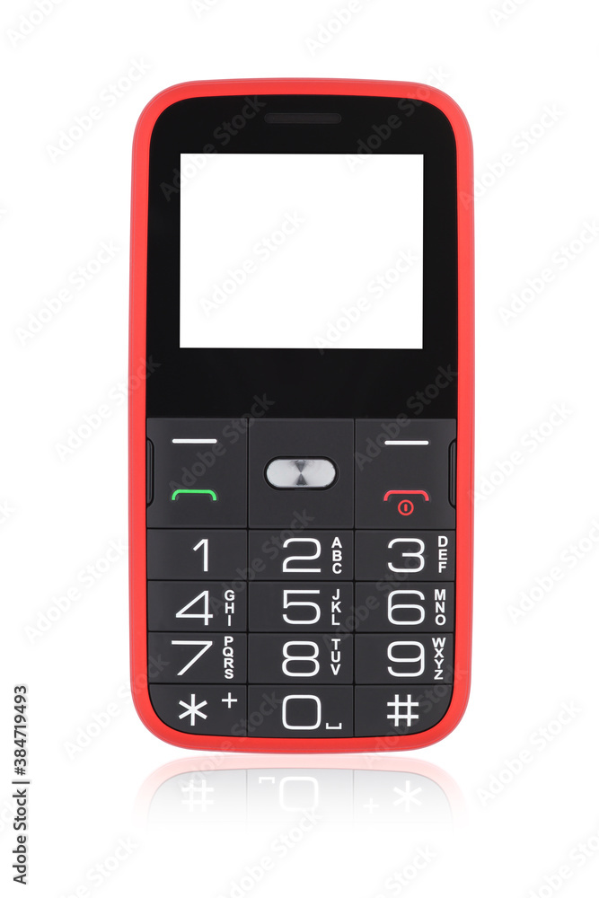 Cell phone with buttons for seniors isolated on white. Cell phone with buttons for seniors isolated on white.