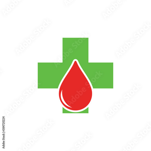 Plus with blood drop logo, medical logo, blood transfusion unit logo