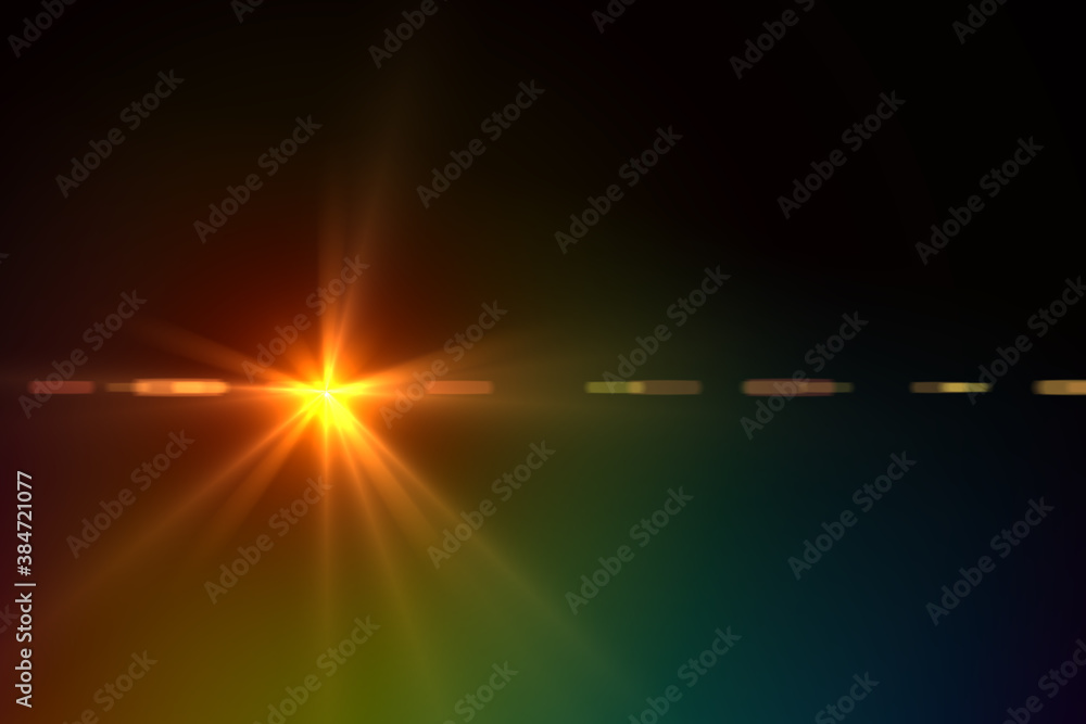 lens flare,effects sunlight,flare light transition, Abstract Natural Sun flare on the black background