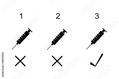 Flat syringe icon vector illustration Three vaccine trials were successful.
