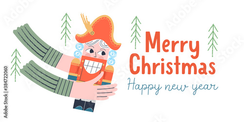 Nutcracker. Christmas tree decoration. Vector illustration.