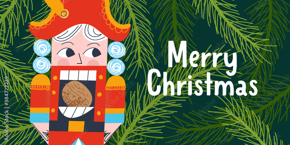 Obraz premium Nutcracker. Christmas tree decoration. Vector illustration.