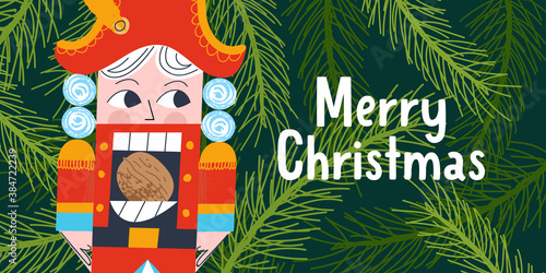 Nutcracker. Christmas tree decoration. Vector illustration.
