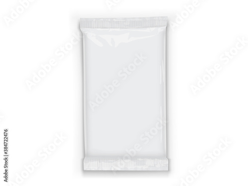 paper white flow packaging with transparent shadows isolated on white background mock up