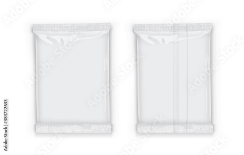 paper white flow packaging with transparent shadows isolated on white background mock up 