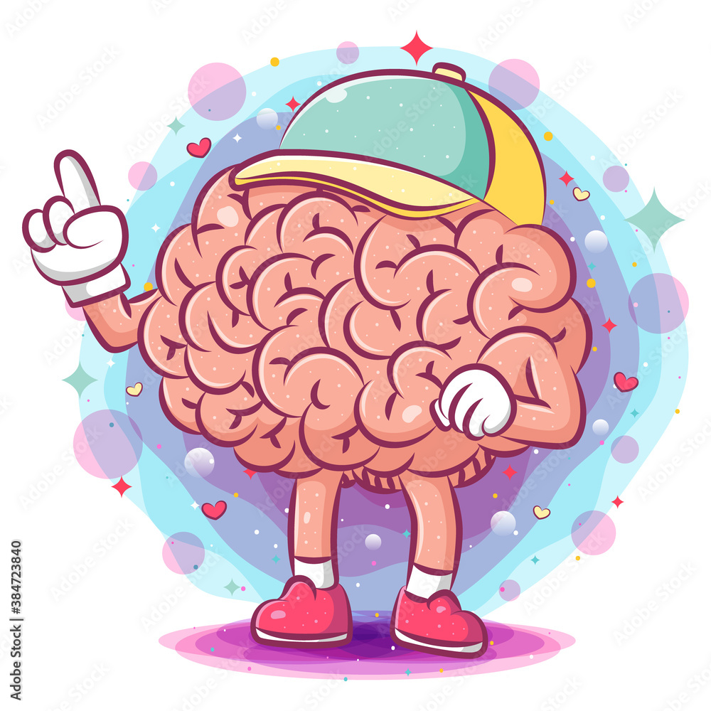 Smart brain illustration uses the cap Smart brain illustration uses the cap