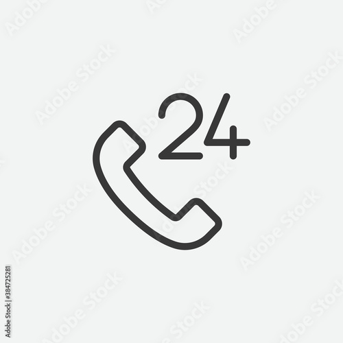 24 hrs service icon isolated on background. Phone symbol modern, simple, vector, icon for website design, mobile app, ui. Vector Illustration