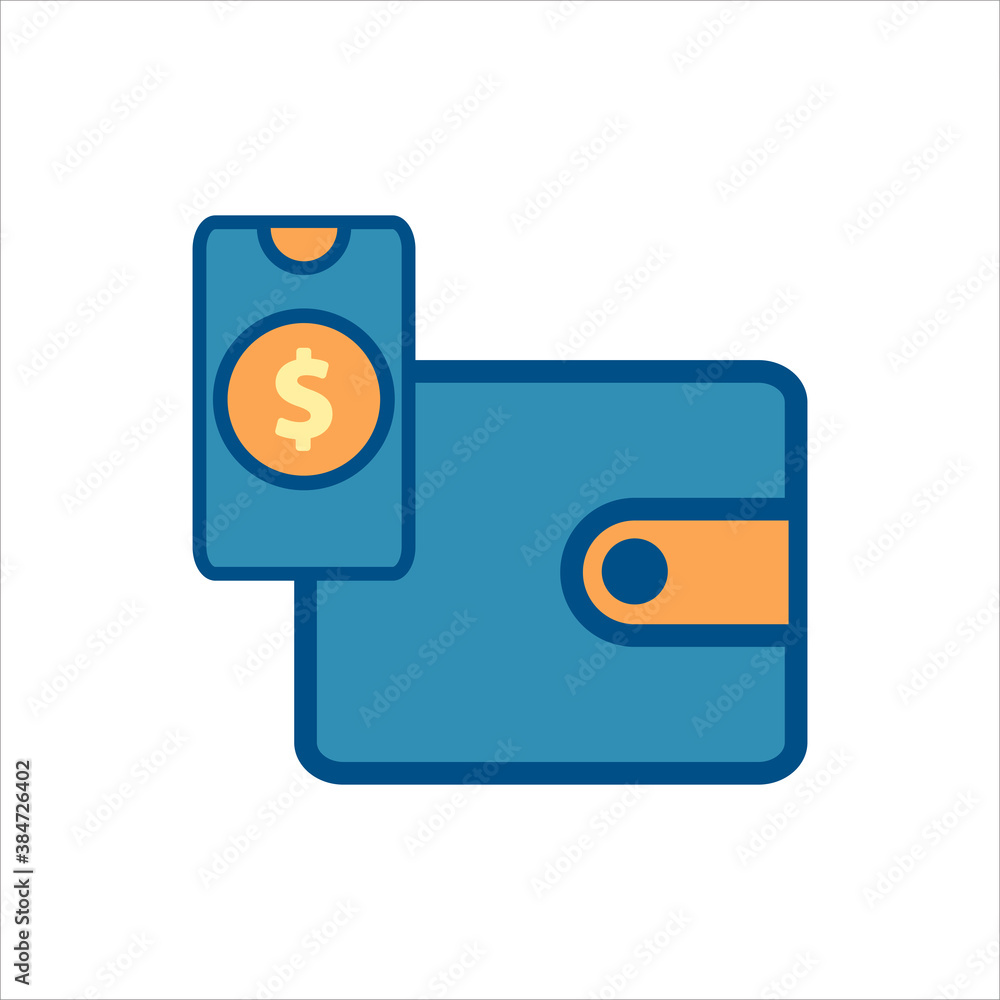 wallet icon vector. wallet with smartphone icon .flat design style payment icon vector concept wallet icon vector. wallet with smartphone icon .flat design style payment icon vector concept