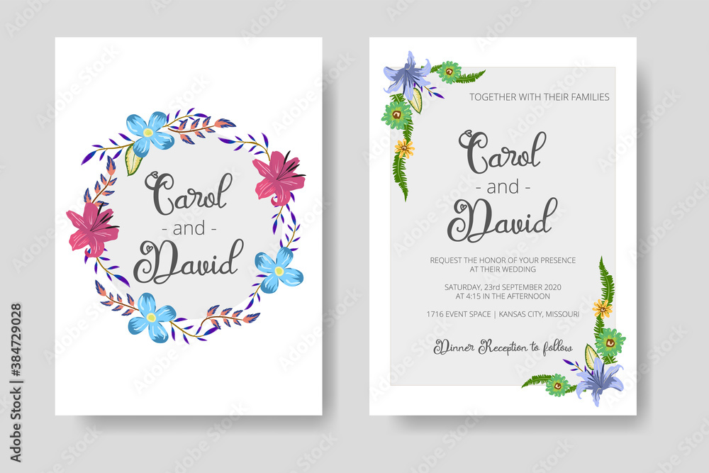 Wedding Invitation Card with Floral Template with green leaf concept. Create your Wedding Invitation Card with Floral Decoration