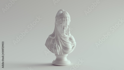 White Woman Drapery Bust Sculpture 3d illustration  photo