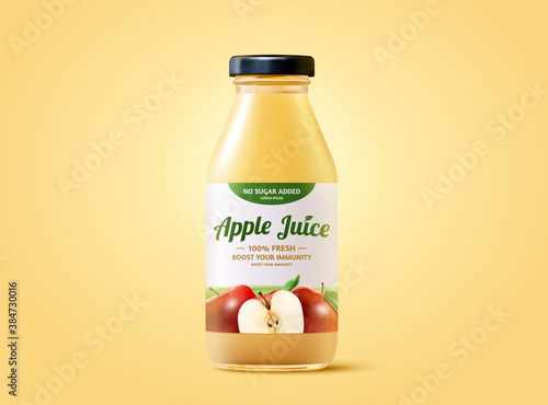 Fresh apple juice bottle