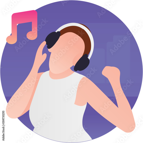
A girl is enjoying music and having fun 
