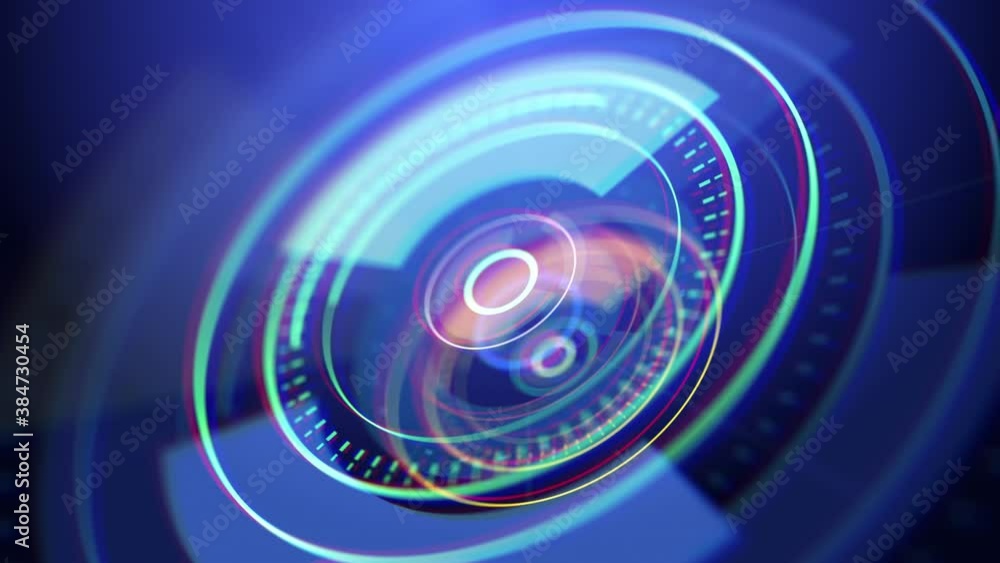 Rounded HUD design animation. Digital technology concept. Radial graph ...