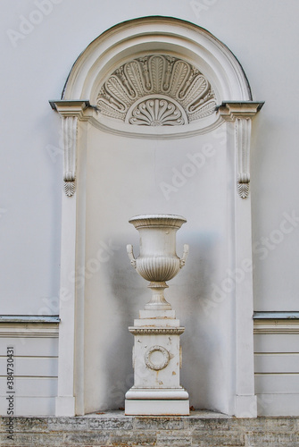 An old flowerpot of a kitchen building in Elagin Park, St. Petersburg, Russia