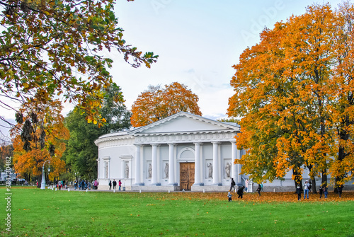 Historical building of the kitchen block in Elagin Park, St. Petersburg, Russia