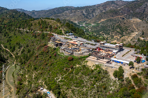 an aerial view of monal restaurant, margala hills, islamabad  photo