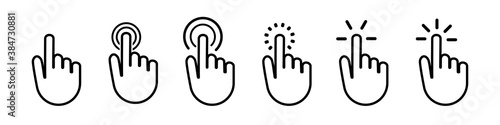 Click icon, mouse cursor vector pointer. finger point web internet link in computer. hand symbol isolated on white background