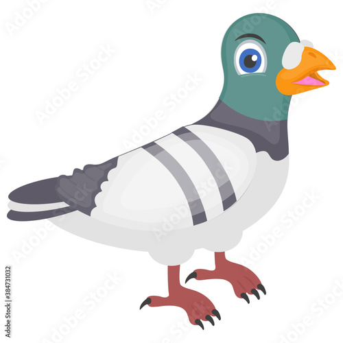 
Bird having colored beak characterizing  cartoon pigeon icon 
