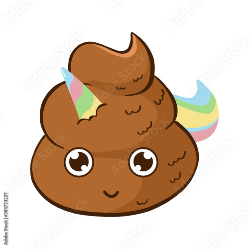 Vector cute unicorn poop emoji.