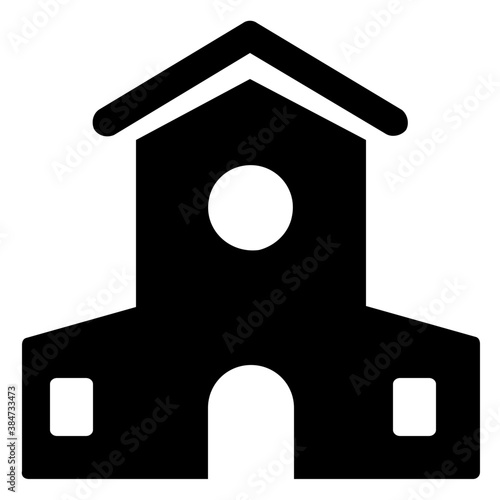 
Old wooden farmhouse barn, glyph icon vector 
