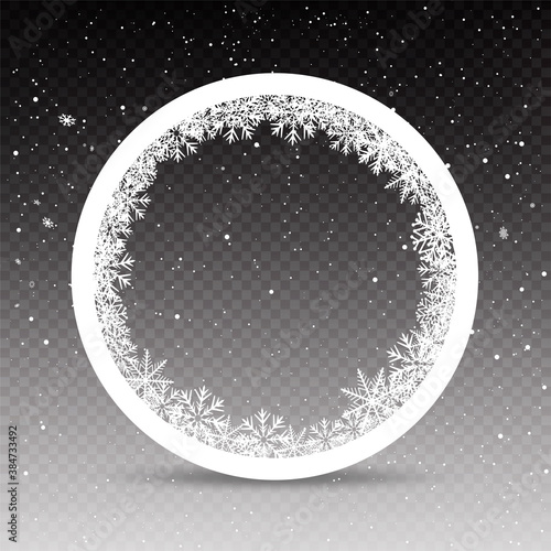 snowy circle frame template