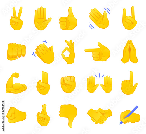 Hand Gesture Emojis Icons Collection Handshake Biceps Applause