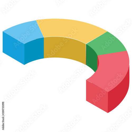 
Half circle doughnut chart depicting semicircle chart visual 
