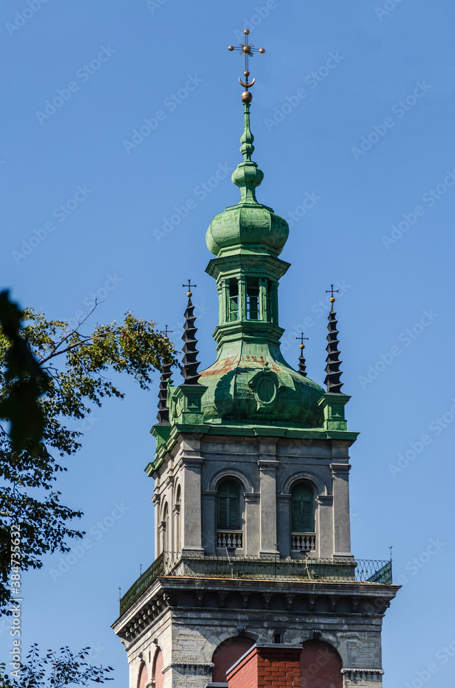 Lviv Old City architecture in the autumn sunny day