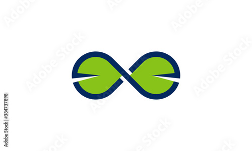 Creative Vector Illustration Logo Design. Infinity Line Concept Nature Leaves.