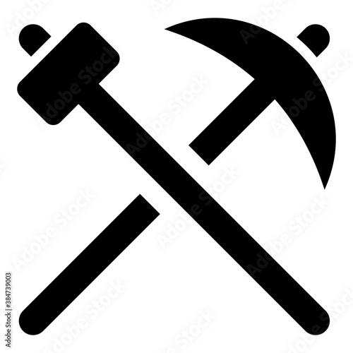 

Pickaxe and sledgehammer  together depicting ,mining tools 
