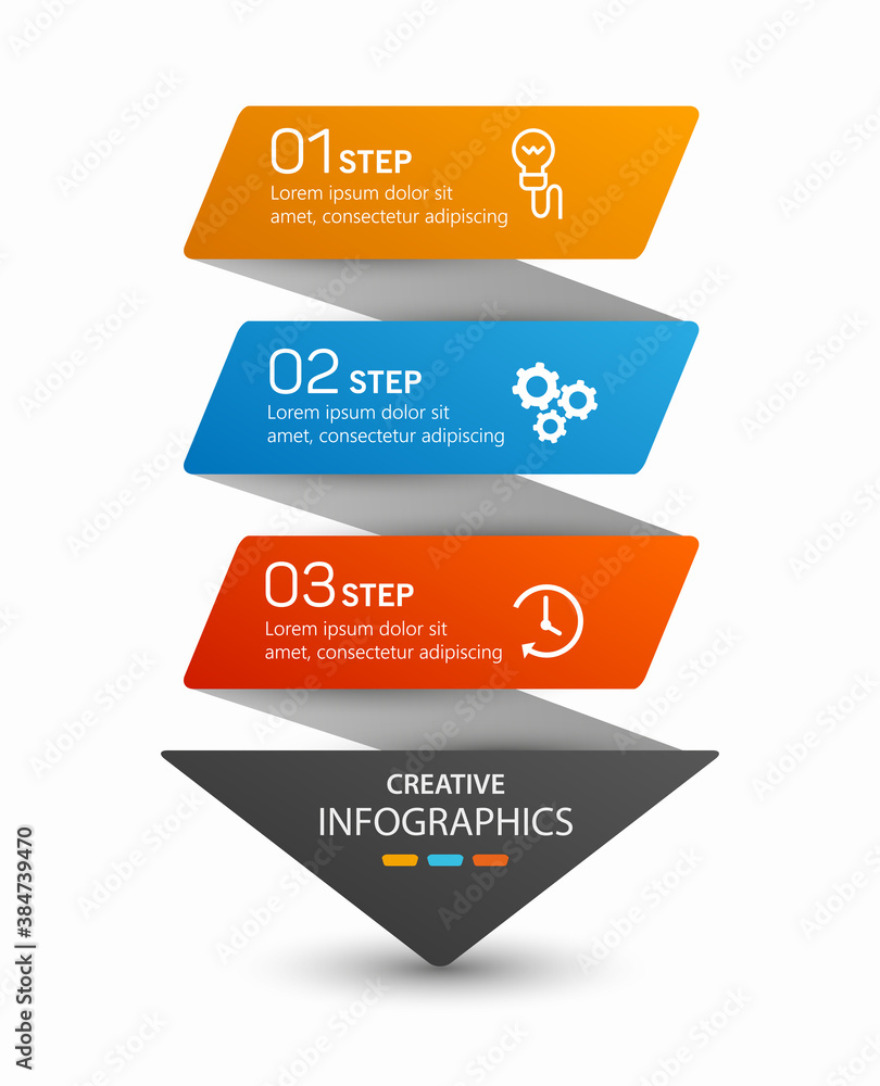 Arrow infographic concept template with 3 options part stages and icons. Can be used for web, diagram, graph, presentation, chart, report, step by step infographics Arrow infographic concept template with 3 options part stages and icons. Can be used for web, diagram, graph, presentation, chart, report, step by step infographics