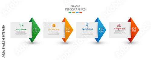 Infographic design template with 4 steps. Can be used for workflow layout, diagram, banner, web design