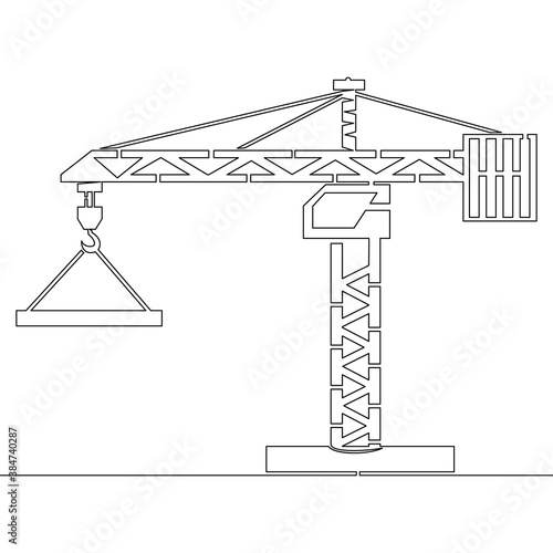 Continuous line drawing construction crane concept