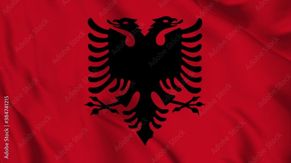 Waving flag. National flag of Albania. Realistic 3D animation abstract illustration Waving flag. National flag of Albania. Realistic 3D animation abstract illustration