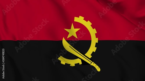 Waving flag. National flag of Angola. Realistic 3D animation abstract illustration photo