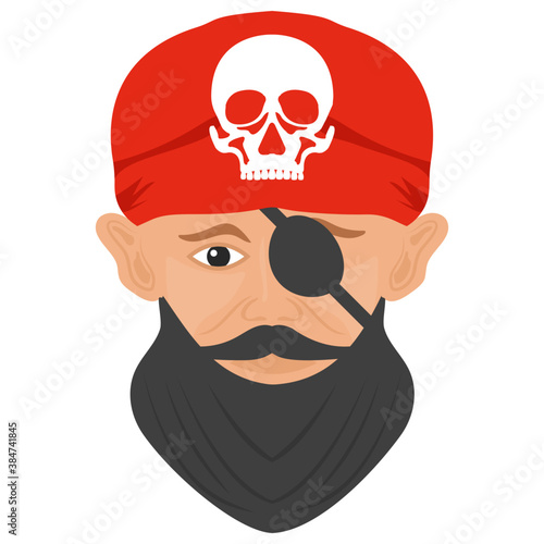 
A pirate in a costume of blackbeard 

