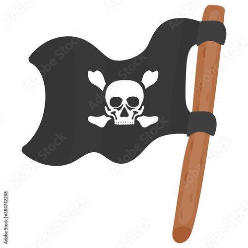 
A pirate emblem with skull, pirate flag 
