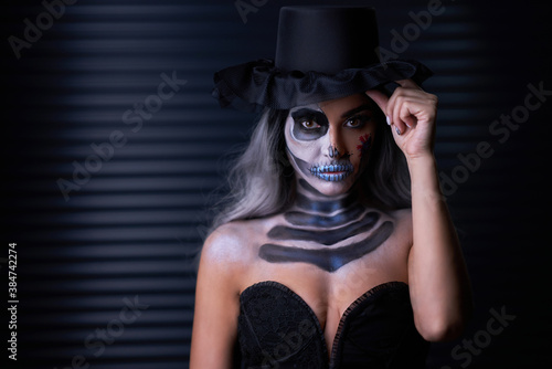 Spooky portrait of woman in halloween gotic makeup © Kalim