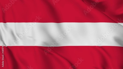 Waving flag. National flag of Austria. Realistic 3D animation abstract illustration