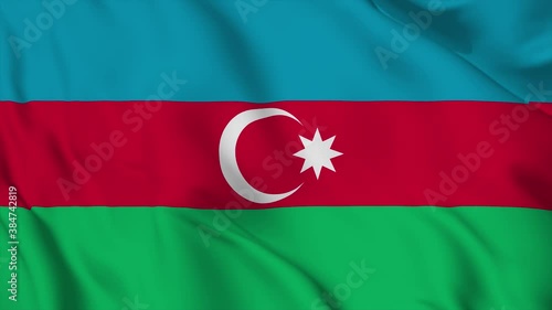 Waving flag. National flag of Azerbaijan. Realistic 3D animation abstract illustration